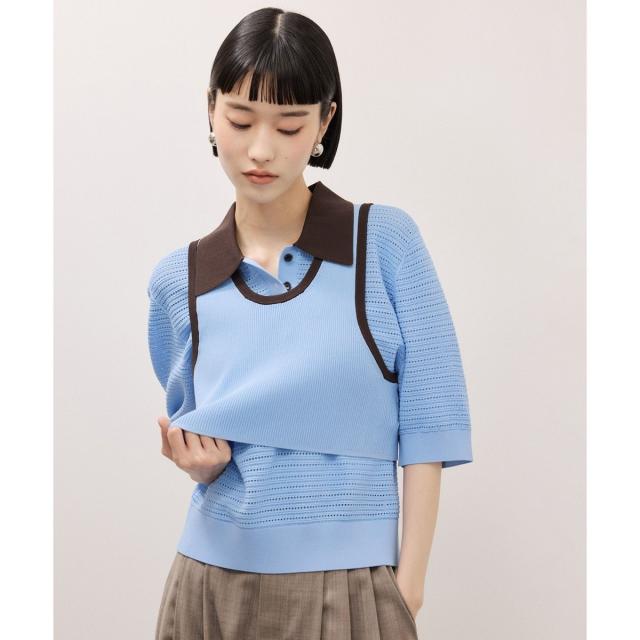 アダムエロペ（ADAM ET ROPE’）/【サステナブル】マルチWAYタンクコンビパターンポロニット