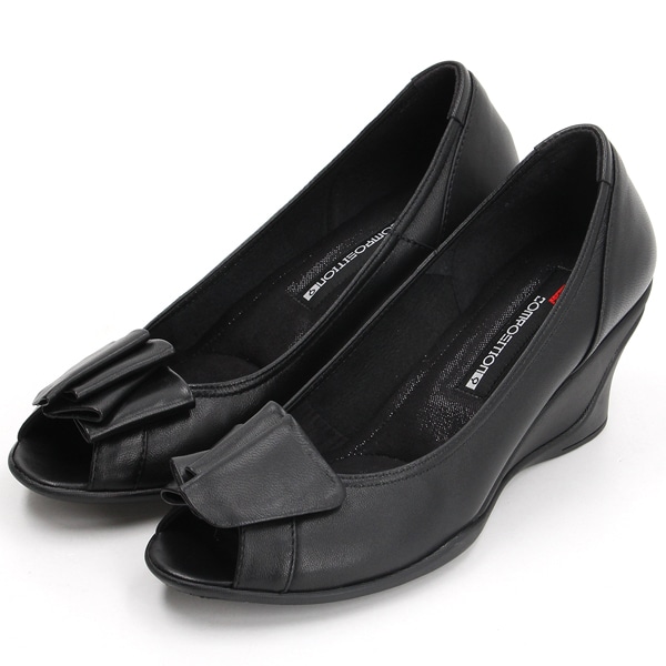 コンポジション9（composition9）/フリルリボンモチーフオープントゥコンフォートパンプス