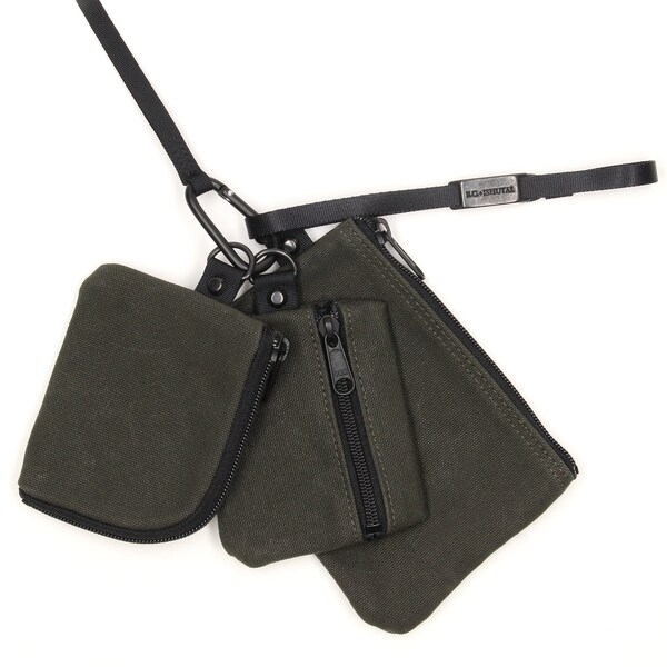 ビーシーイシュタル/日本製パラフィン加工防水帆布3連ポーチの通販は