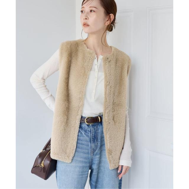 ジャーナルスタンダード（JOURNAL STANDARD）/《追加2》ダブルフェイスフェザークルーネックベスト