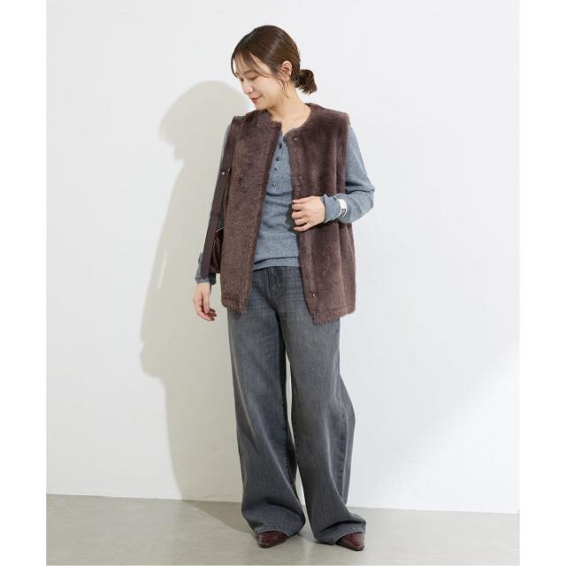 ジャーナルスタンダード（JOURNAL STANDARD）/《追加2》ダブルフェイスフェザークルーネックベスト