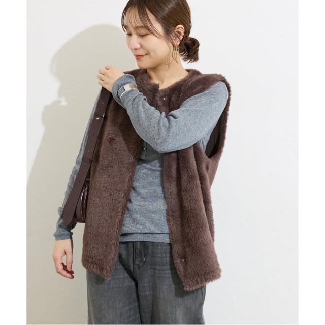 ジャーナルスタンダード（JOURNAL STANDARD）/《追加2》ダブルフェイスフェザークルーネックベスト