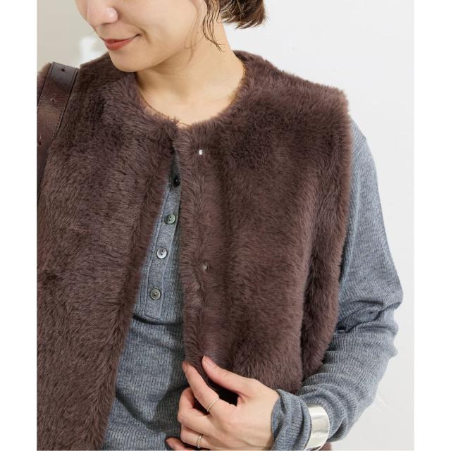 ジャーナルスタンダード（JOURNAL STANDARD）/《追加2》ダブルフェイスフェザークルーネックベスト