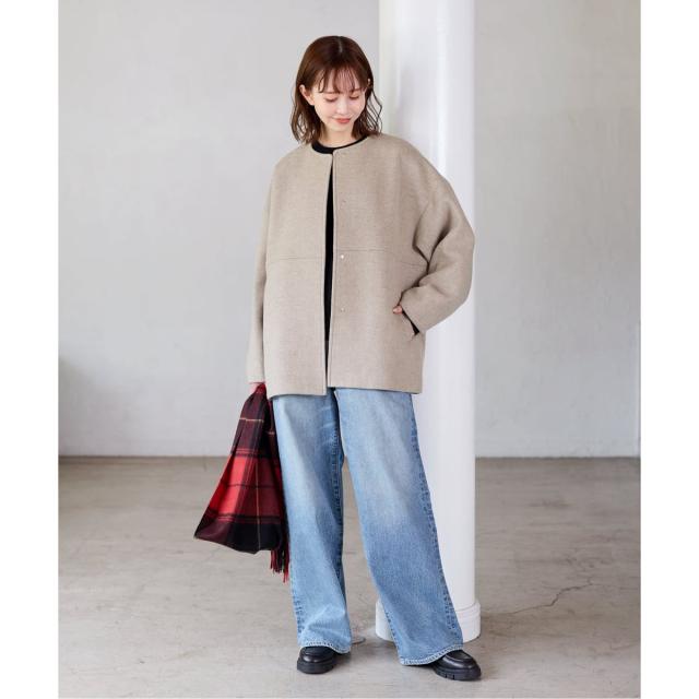 ジャーナルスタンダード（JOURNAL STANDARD）/《追加3》スーパー140ビーバーノーカラーショートコート