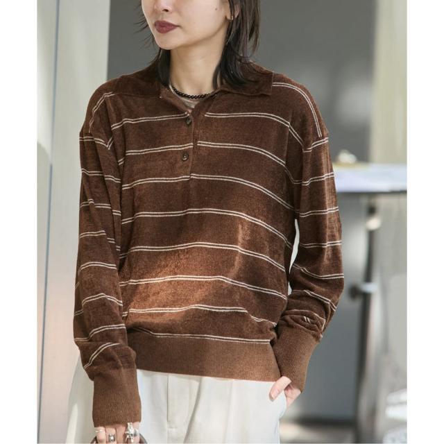 【NEW】ジャーナルスタンダード（JOURNAL STANDARD）/《追加2》ベロアニットロングスリーブポロシャツ