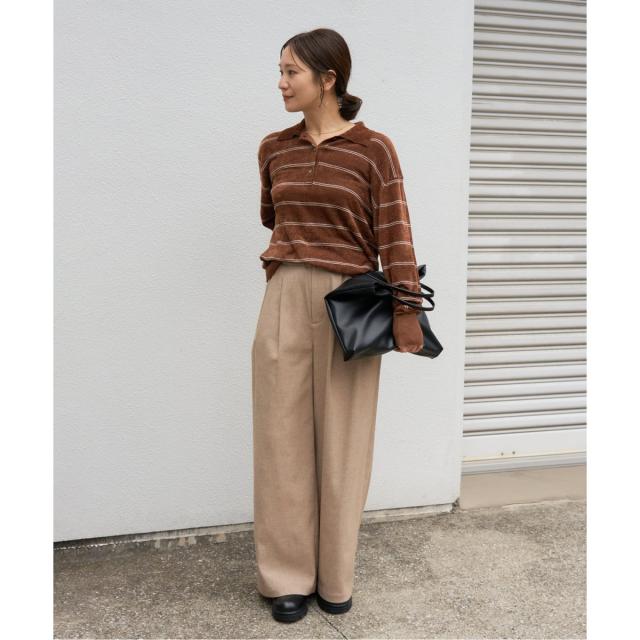 【NEW】ジャーナルスタンダード（JOURNAL STANDARD）/《追加2》ベロアニットロングスリーブポロシャツ