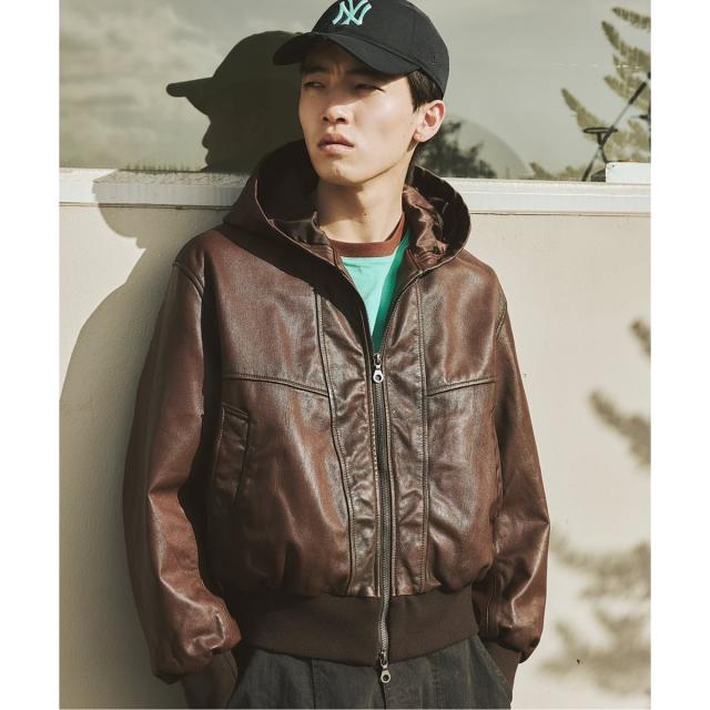 ジャーナルスタンダード（JOURNAL STANDARD）/ゴート レザー エイジング ジップ フーディ ブルゾン