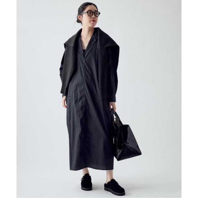 美品　IENA イエナ　24AW　ハイカウントツイルシャツワンピース　黒 WEB限定/追加》ハイカウントツイルシャツワンピース（ワンピース