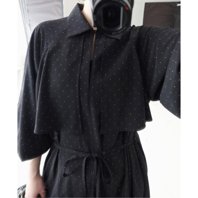 タグ付き　ドットサッシュワンピース イエナ IENA 《WEB限定/追加2》ドットサッシュワンピース （ブラック