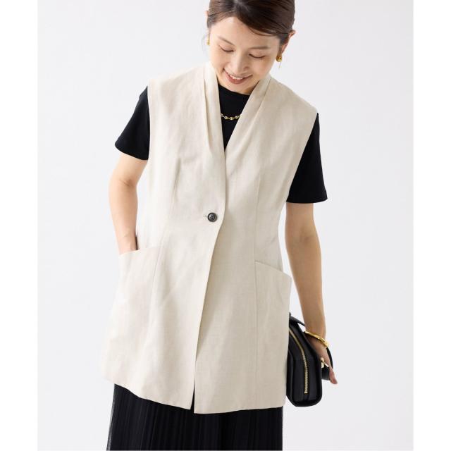 イエナ ペプラムジレ リネン混ペプラムジレ 美品 イエナ 24SS リネン混