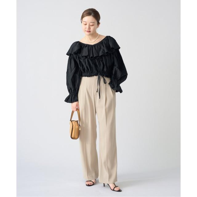 イエナ（IENA）/《追加2》TA/PL ジョーゼットタックワイドパンツ