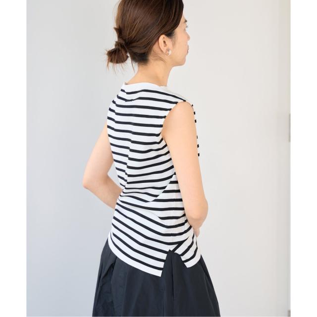 イエナ（IENA）/《追加》SEATTLE 度詰め ボーダー ノースリーブ