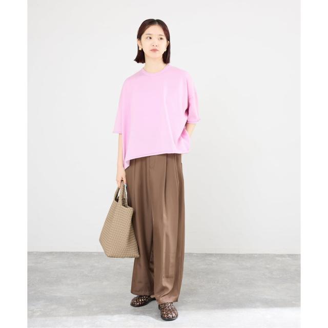 IENA LEVITA コットンハーフスリーブプルオーバー　ブラウン イエナ（IENA）/《追加3》LEVITA コットンハーフスリーブプルオーバー