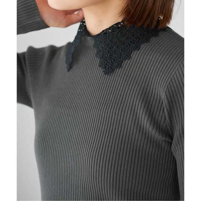 イエナ（IENA）/《予約》レース襟 RIBホールガーメントプルオーバー