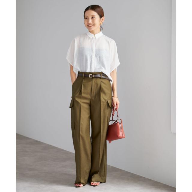 イエナ（IENA）/《追加》リネン混 襟付きブラウス