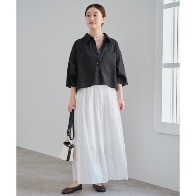 IENA【イエナ】☆リネンミックスクロップドシャツ　新品ナチュラル リネンミックスクロップドシャツ（シャツ／ブラウス）｜IENA