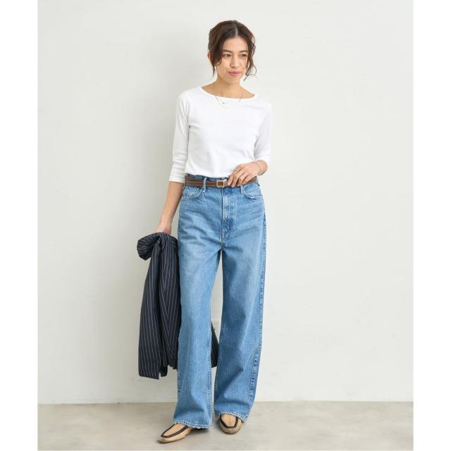 イエナ（IENA）/《追加》ATON/エイトン 別注 SUVIN FRAISE ボートネック Tシャツ