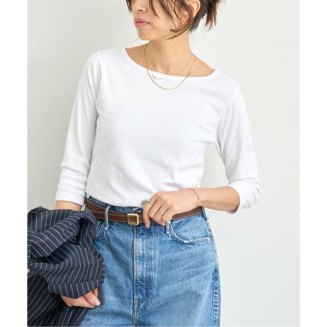 イエナ（IENA）/《追加》ATON/エイトン 別注 SUVIN FRAISE ボートネック Tシャツ