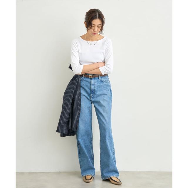 イエナ（IENA）/《追加》ATON/エイトン 別注 SUVIN FRAISE ボートネック Tシャツ