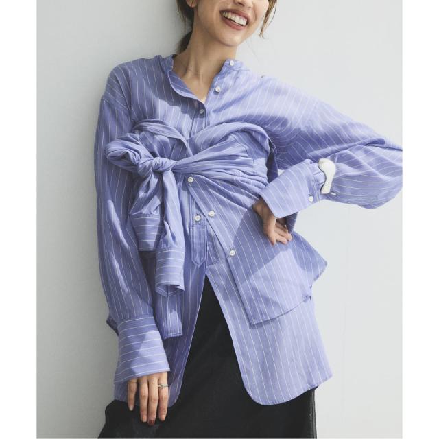 リヨセルストラップバンドカラー　IENA イエナ（IENA）/リヨセルストライプバンドカラーシャツの通販はau PAY