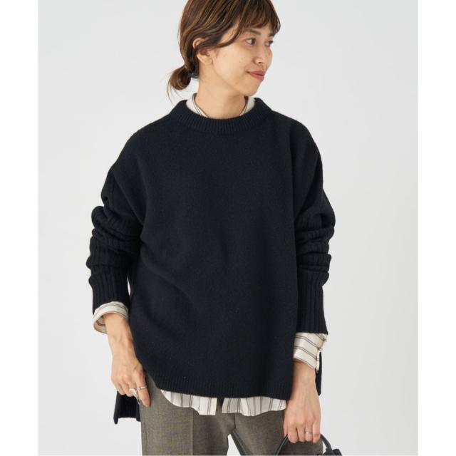 イエナ（IENA）/《WEB限定/追加》ウールカシミヤ 脇スリットクルーネックプルオーバー