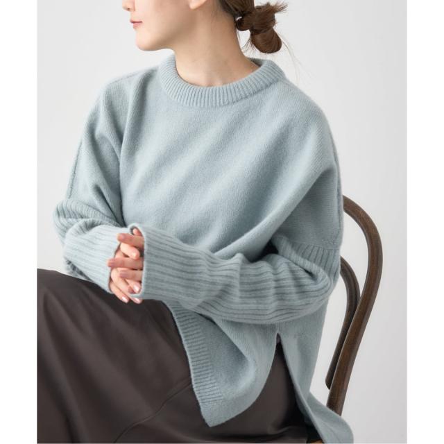 イエナ（IENA）/《WEB限定/追加》ウールカシミヤ 脇スリットクルーネックプルオーバー