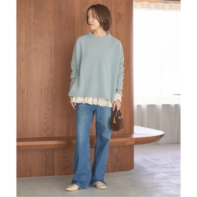 イエナ（IENA）/《WEB限定/追加》ウールカシミヤ 脇スリットクルーネックプルオーバー