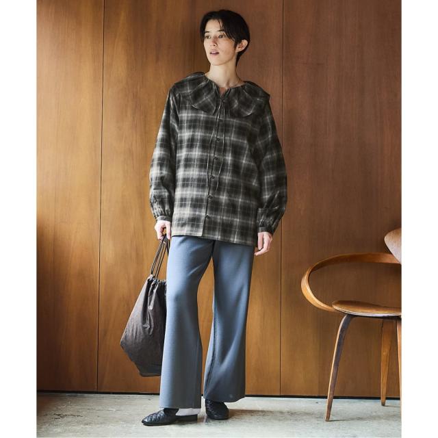 イエナ（IENA）/《追加2》BLACK フリルチェックブラウス