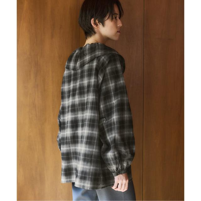 イエナ（IENA）/《追加2》BLACK フリルチェックブラウス