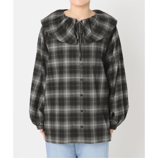 イエナ（IENA）/《追加2》BLACK フリルチェックブラウス