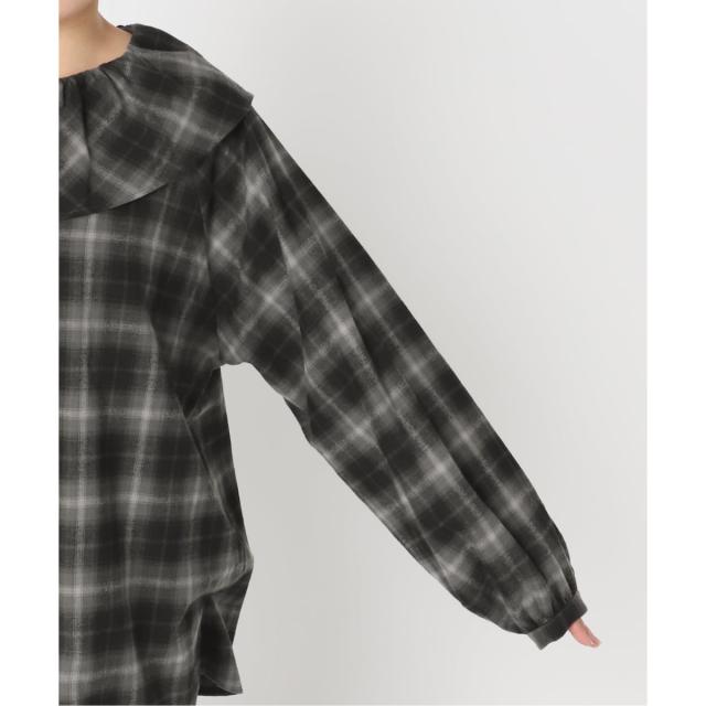 イエナ（IENA）/《追加2》BLACK フリルチェックブラウス