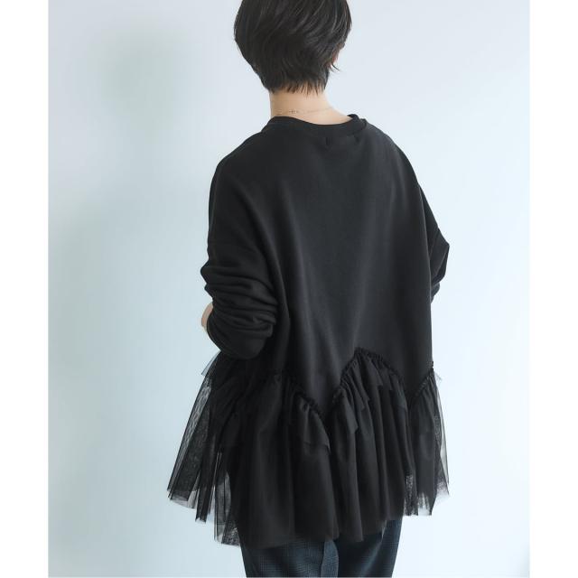 IENA BLACK チュールフリルスウェット イエナ IENA スウェット BLACK