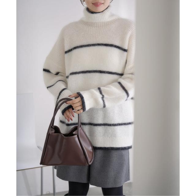 イエナ（IENA）/モヘヤミックスボーダーハイネックプルオーバー