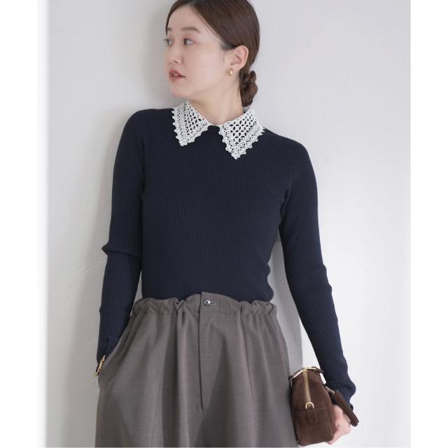 イエナ（IENA）/《追加予約》レース襟 RIBホールガーメントプルオーバー