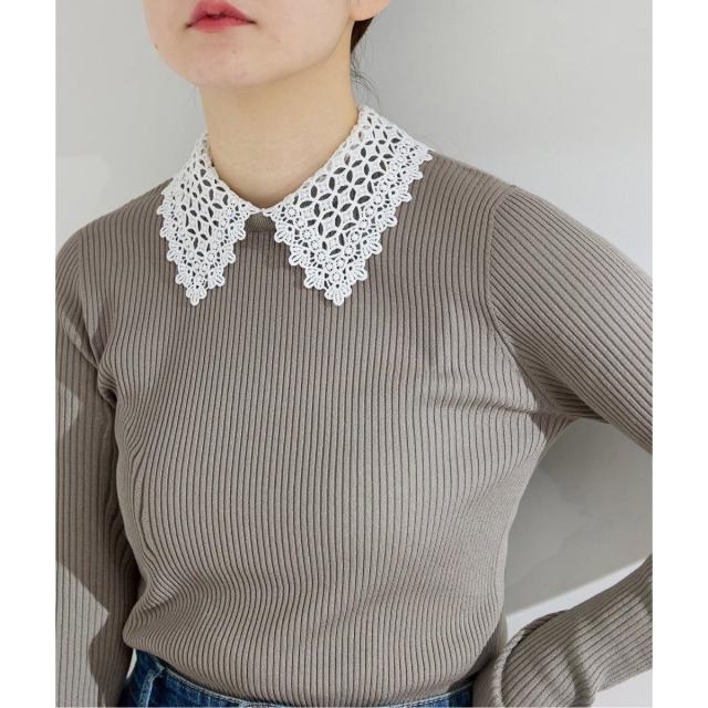 イエナ（IENA）/《追加予約》レース襟 RIBホールガーメントプルオーバー