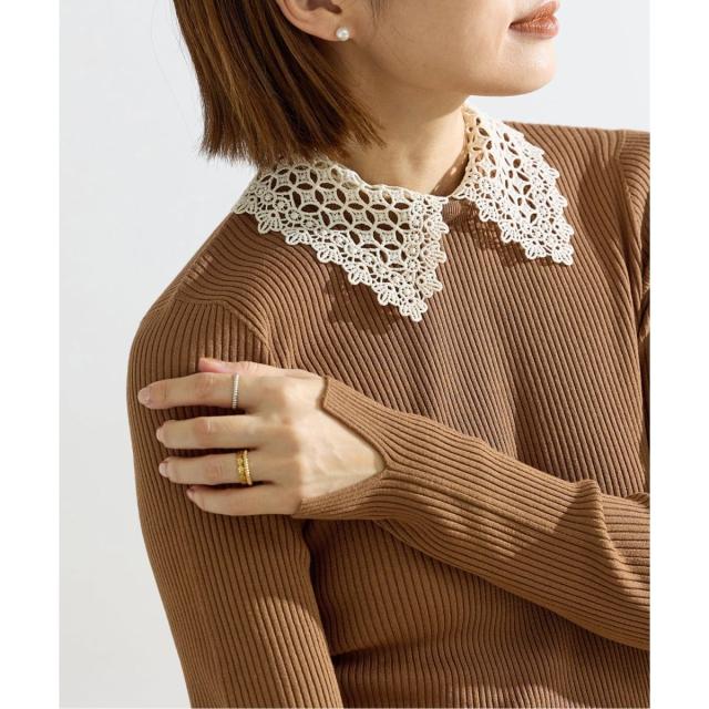 イエナ（IENA）/《追加予約》レース襟 RIBホールガーメントプルオーバー