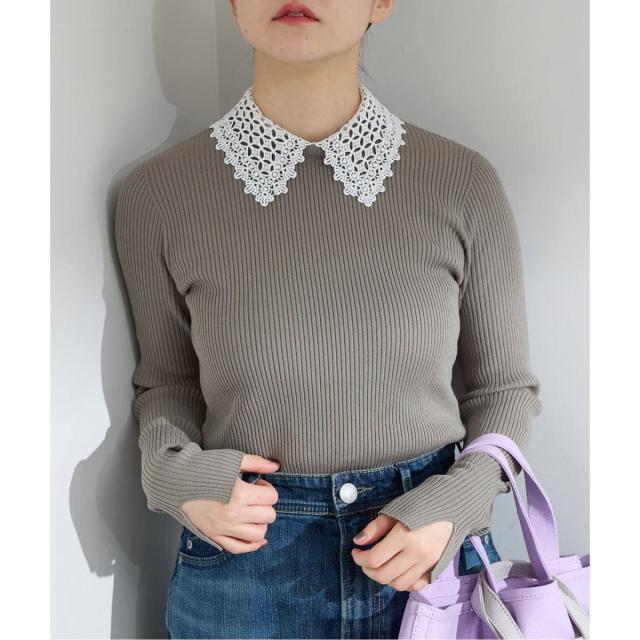 イエナ（IENA）/《追加予約》レース襟 RIBホールガーメントプルオーバー