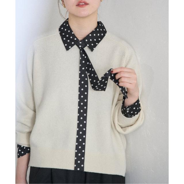 イエナ（IENA）/《WEB限定/追加3予約》サテンドットタイ付ブラウス