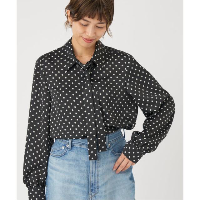 イエナ（IENA）/《WEB限定/追加3予約》サテンドットタイ付ブラウス