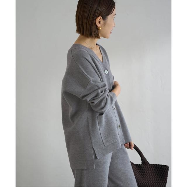 イエナ（IENA）/《予約》スーパーファインスムースVネックミドルカーディガン