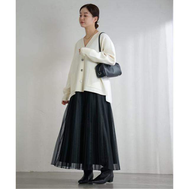 イエナ（IENA）/《予約》スーパーファインスムースVネックミドルカーディガン