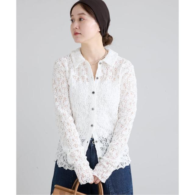 イエナ（IENA）/《追加》Flowerストレッチレース ポロシャツ 【公式通販】