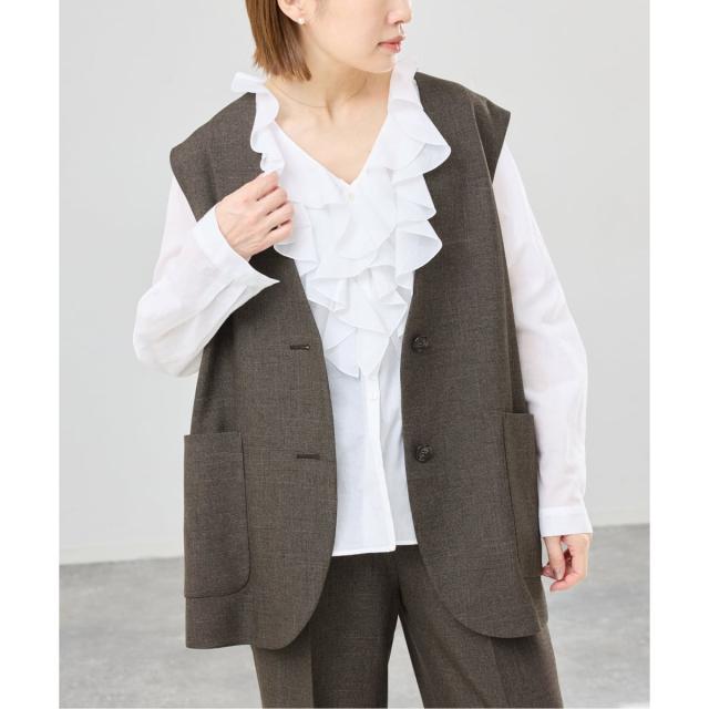 イエナ（IENA）/《セットアップ対応》ウォッシャブル シャークツイード ジレ_4
