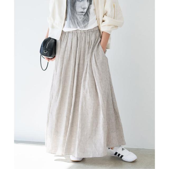 イエナ（IENA）/《セットアップ対応》フレンチリネンチェックタックギャザースカート 9,610円