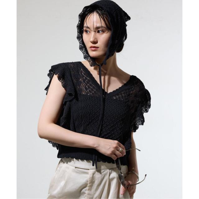 【NEW】イエナ（IENA）/《一部店舗限定》クロシェニット Vネックレイヤードベスト