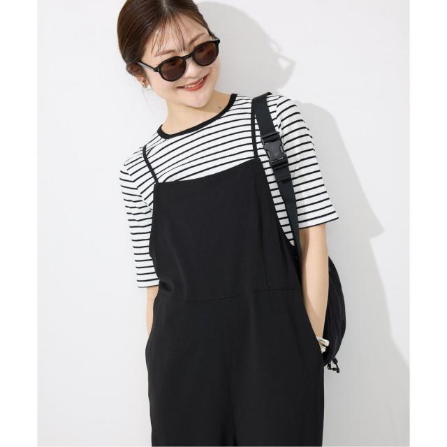 ★25SS完売品★SLOBE IENA イエナ　ナローサロペット×TEEセット 2枚セット》ナローサロペット×TEEセット（サロペット