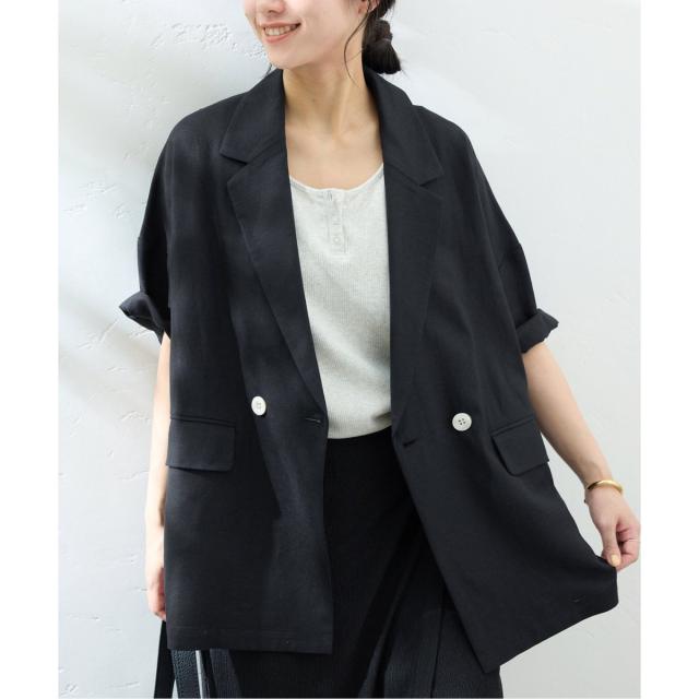 【SLOBE IENA】リネンレーヨンハーフスリーブジャケット３８size リネンレーヨンハーフスリーブジャケット（その他アウター