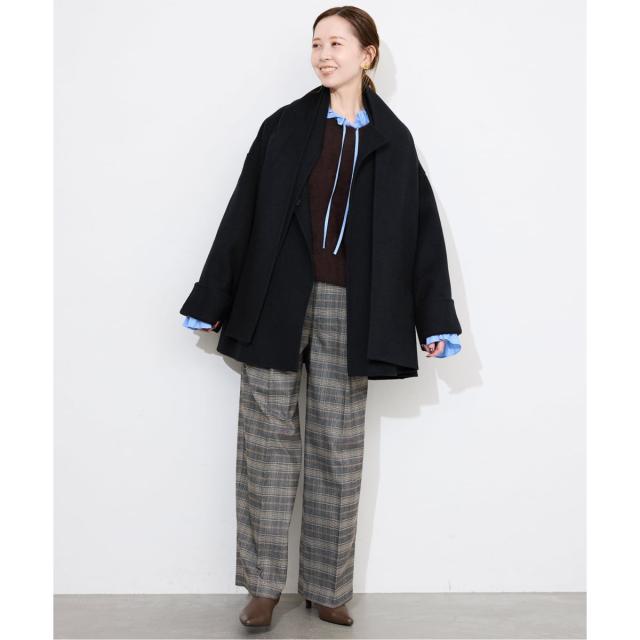 スローブ イエナ（SLOBE IENA）/《ストール付き》SUPER140 ダブルフェイスノーカラーコート・ストール