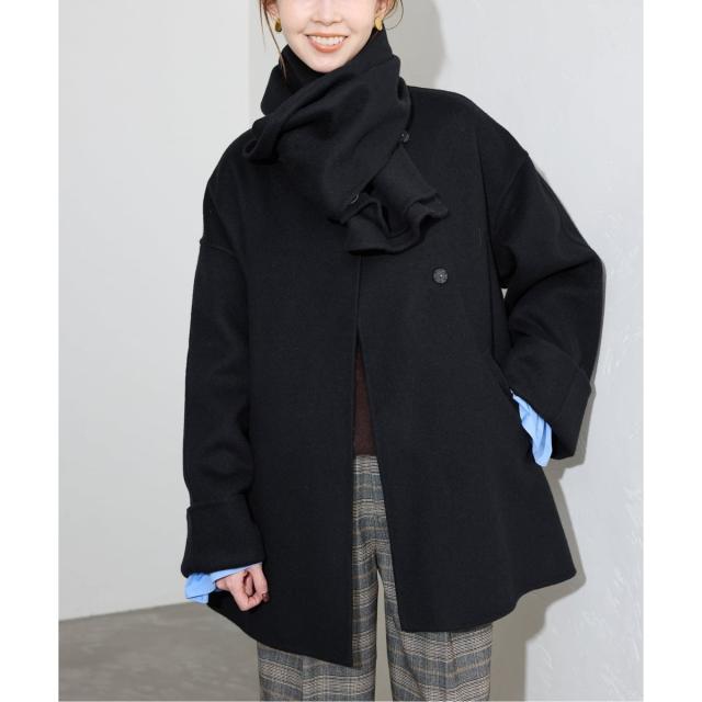 スローブ イエナ（SLOBE IENA）/《ストール付き》SUPER140 ダブルフェイスノーカラーコート・ストール