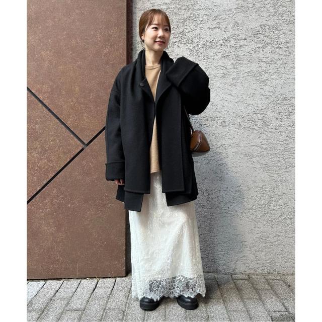 スローブ イエナ（SLOBE IENA）/《ストール付き》SUPER140 ダブルフェイスノーカラーコート・ストール